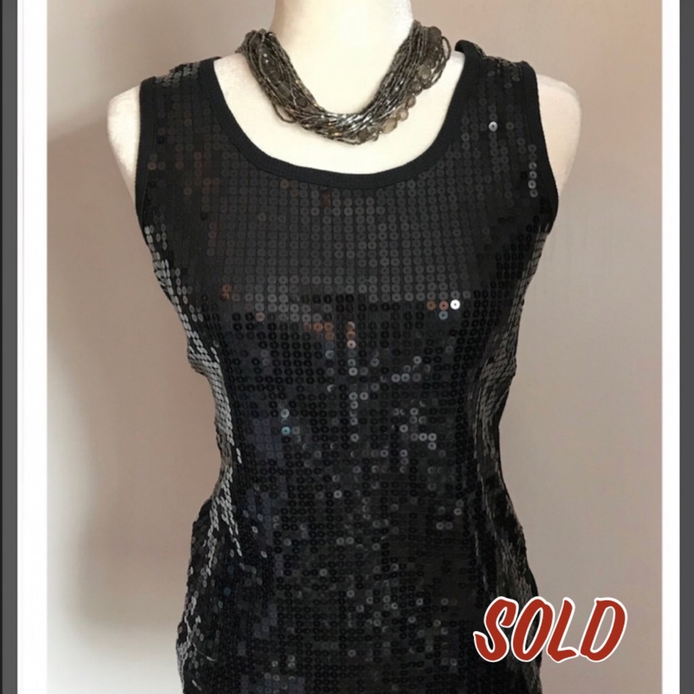 Denim 24/7 Size S Black Sequined Tank Top